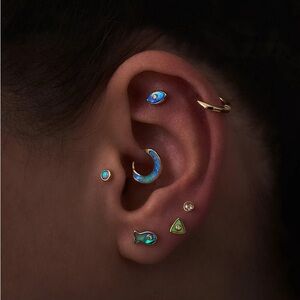 NEW Pamela Love 6mm Opal Inlay Daith Septum Clicker Jewelry 14K Yellow Gold